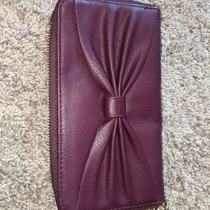 Purple bow wristlet